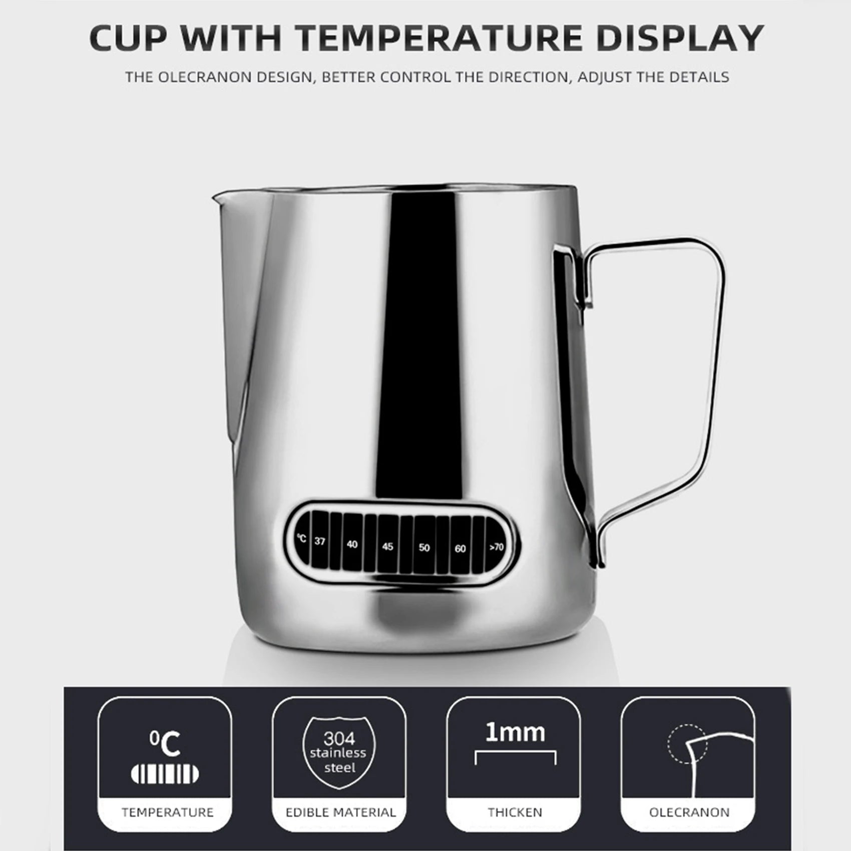 12oz/20oz Stainless Steel Milk Frothing Pitcher Jug – 350/600ML - Adistore