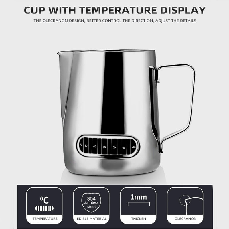 12oz/20oz Stainless Steel Milk Frothing Pitcher Jug – 350/600ML - Adistore