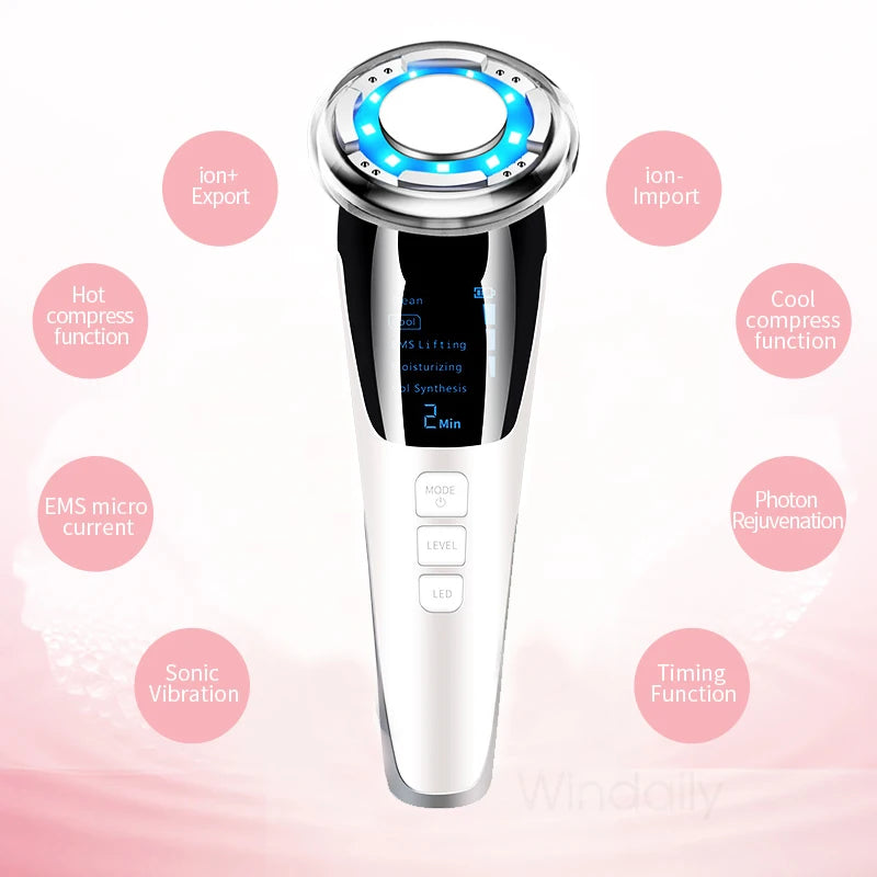 5-in-1 EMS Hot & Cold Facial Massager LED Device