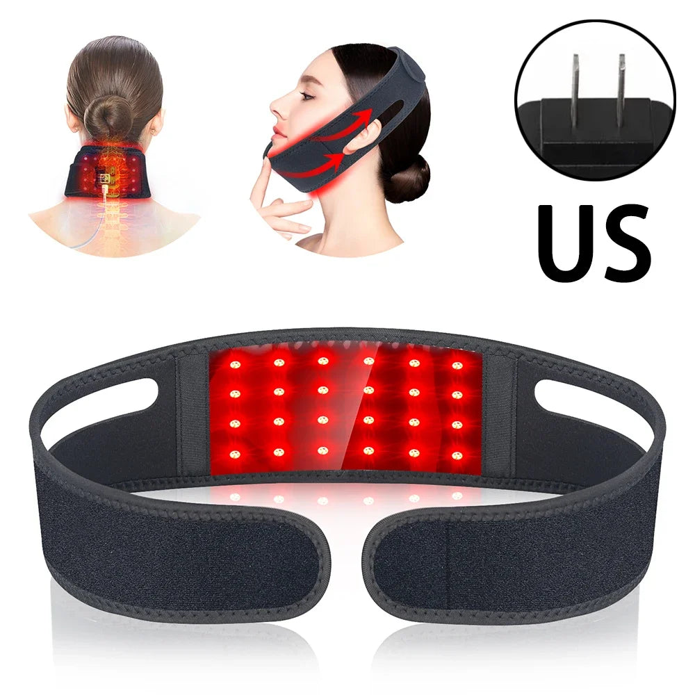 660nm Red Light Infrared 850NM Fabric Chin Neck Home Use Neck Heating Belt Lifting Firming Skin Neck Pain Relief Wrap Skin Care