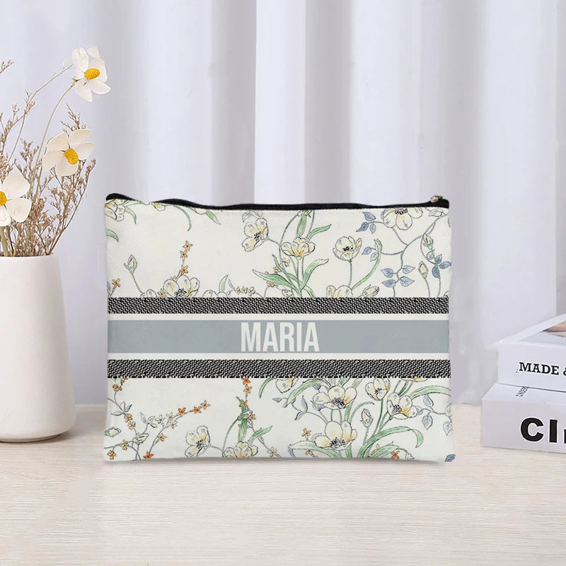 Custom Canvas Makeup Bag – Trendy Travel Cosmetic Organizer for Ladies