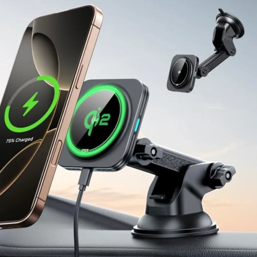 15W MagSafe Car Mount Charger for MagSafe Car Charger Suction Cup Magnetic Wireless Car Charging Dashboard Car Phone Mo