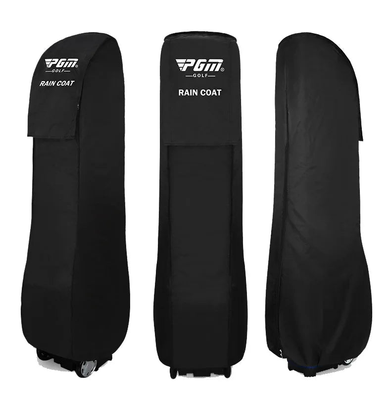 Black rain coat with PGM branding on a white background