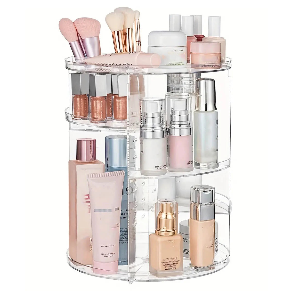 360° Rotating Makeup Organizer Clear Cosmetic Shelf