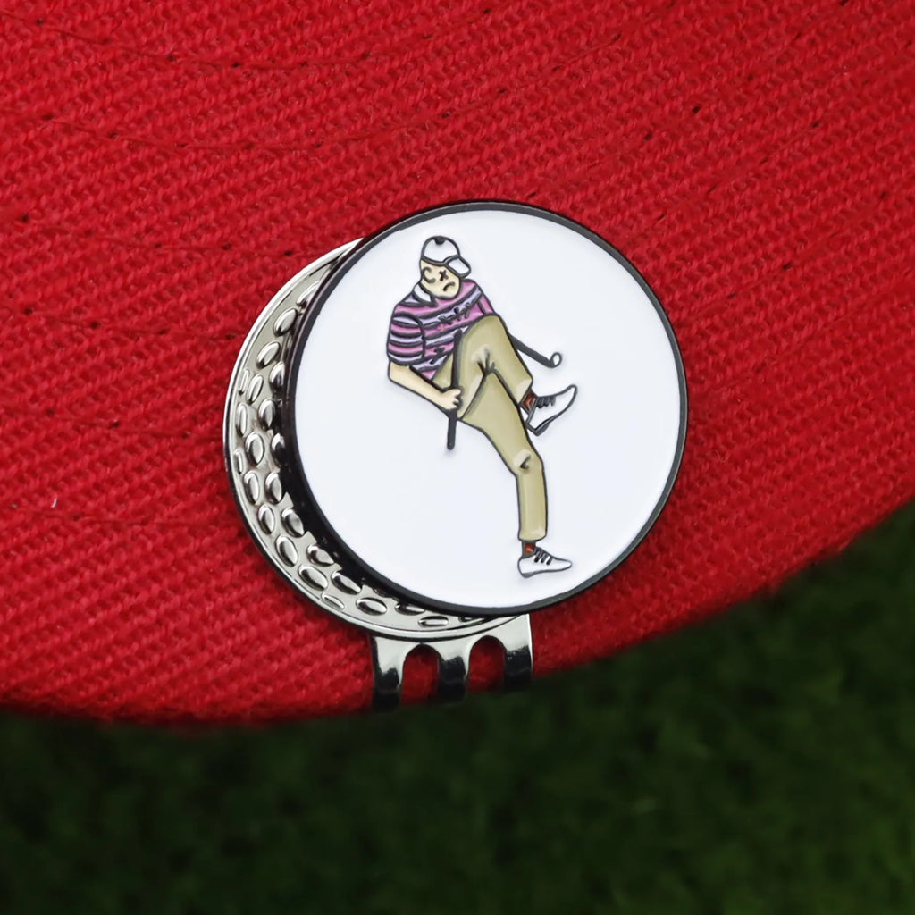 funny golf gift enamel ball marker red background variant