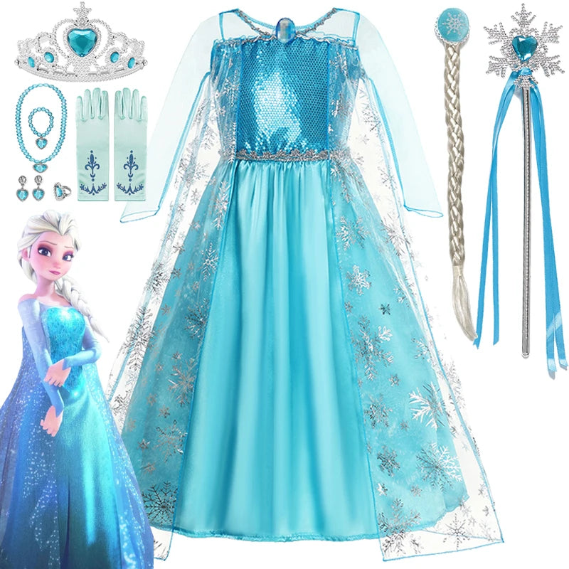 Disney Frozen Elsa Dress for Baby Girls 2-8 Years Christmas Birthday Gift