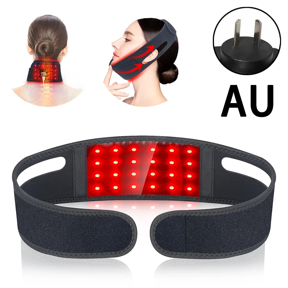 660nm Red Light Infrared 850NM Fabric Chin Neck Home Use Neck Heating Belt Lifting Firming Skin Neck Pain Relief Wrap Skin Care