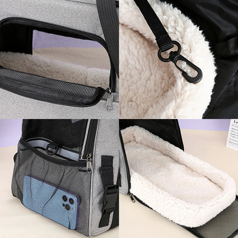 Foldable Pet Carrier Bag – Soft Mesh Travel Handbag for Cats & Dogs - Adistore