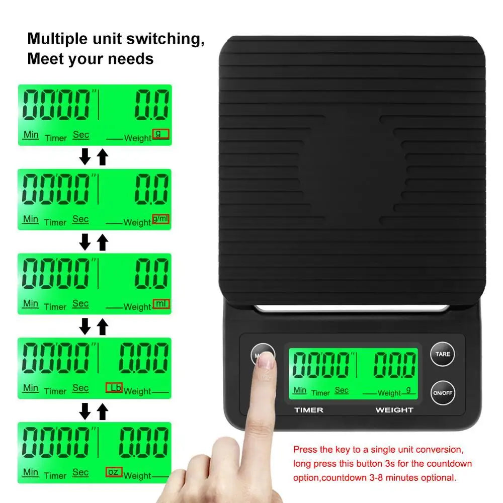 Digital Drip Coffee Scale with Timer 3kg/5kg High Precision
