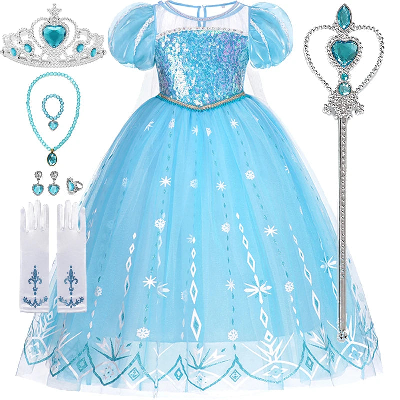 Disney Frozen Elsa Dress for Baby Girls 2-8 Years Christmas Birthday Gift