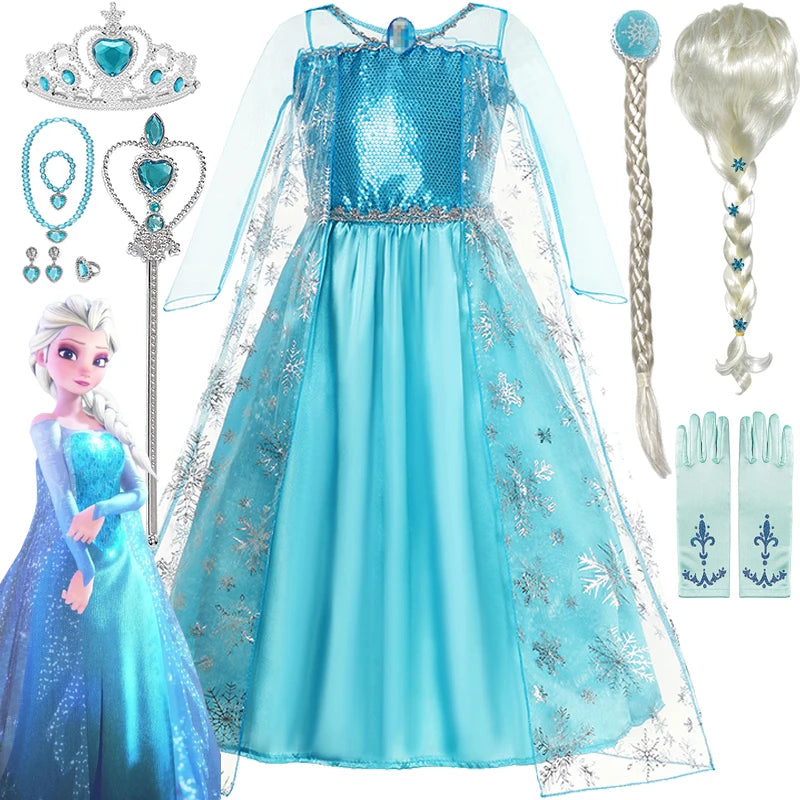 Disney Frozen Elsa Dress for Baby Girls 2-8 Years Christmas Birthday Gift