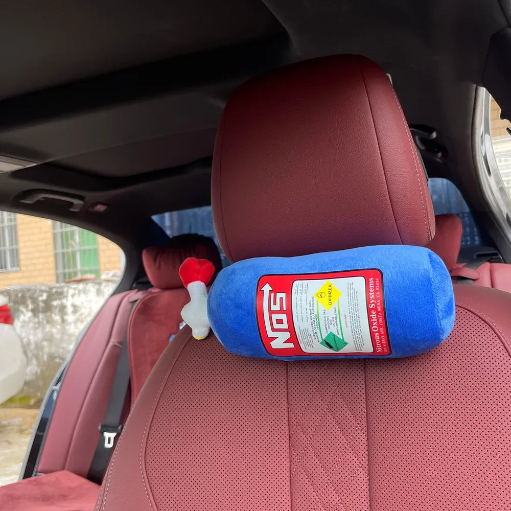 Car Neck Pillow Headrest Cushion Plush NOS Bottle Design
