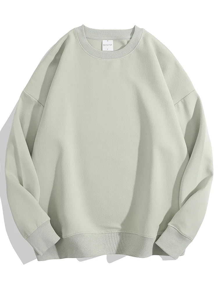 Blue Cotton Oversize Sweatshirt for Women – O-Neck Loose Pullover - Adistore