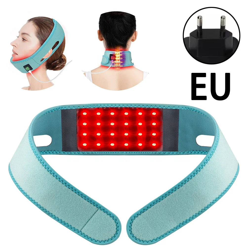 660nm Red Light Infrared 850NM Fabric Chin Neck Home Use Neck Heating Belt Lifting Firming Skin Neck Pain Relief Wrap Skin Care