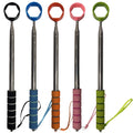 Five telescopic sticks with colorful handles on a white background