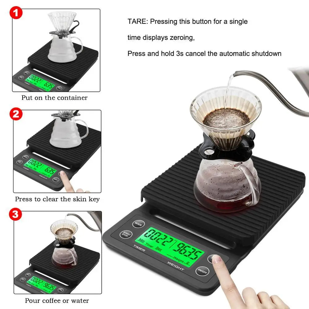 Digital Drip Coffee Scale with Timer 3kg/5kg High Precision