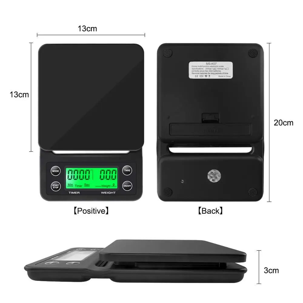 Digital Drip Coffee Scale with Timer 3kg/5kg High Precision