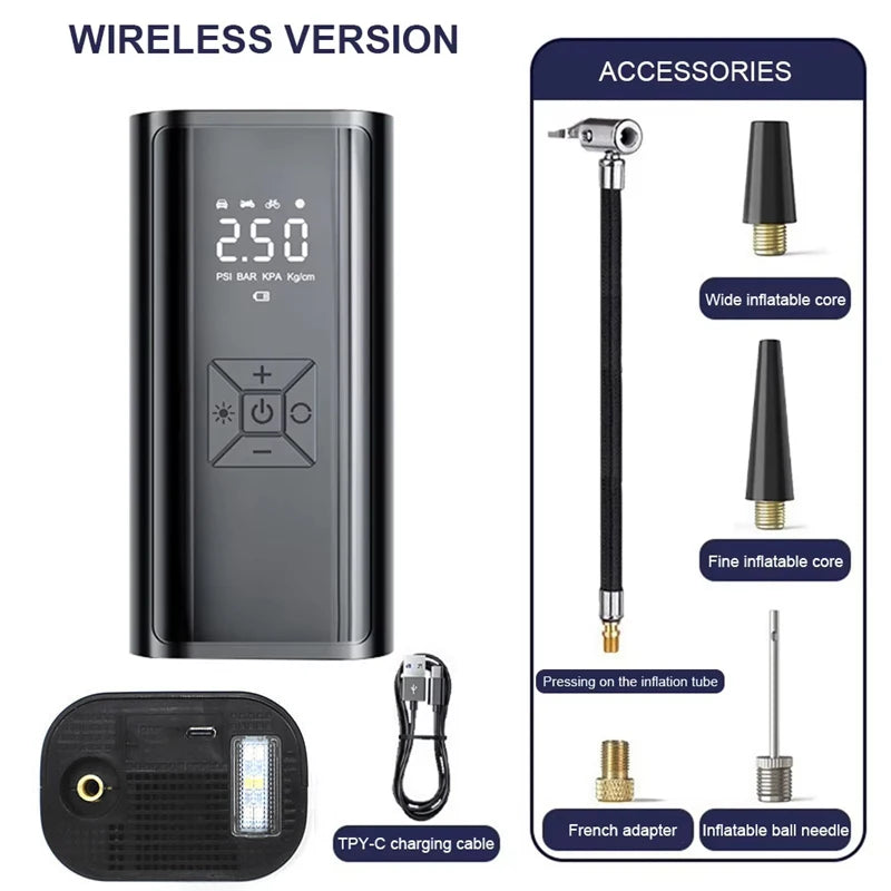 1pc Wireless Car Air Compressor Air Pump Electric Tire Inflator Pump.