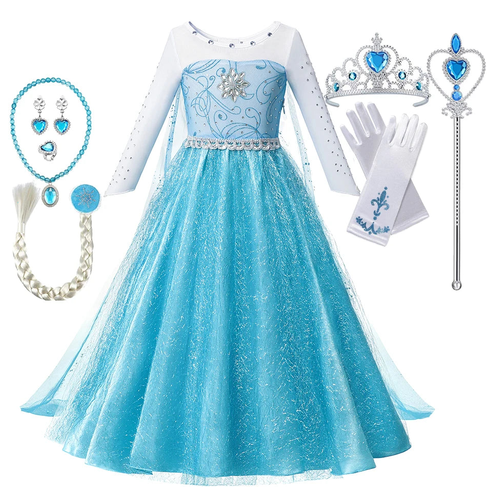 Princess Elsa & Anna Girls Costume Dress for Parties