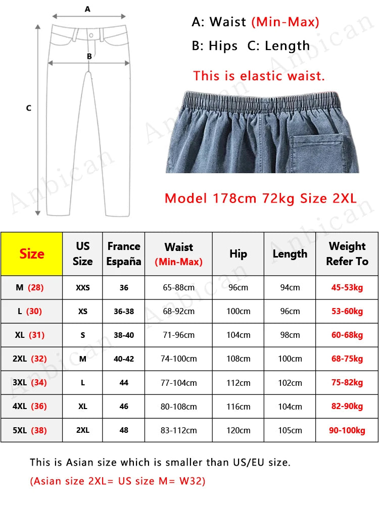 New Spring Summer Plus Size Black Blue Cargo Jeans for Men.