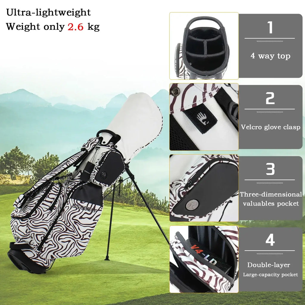 golfer carrying lightweight golf stand bag on course UK