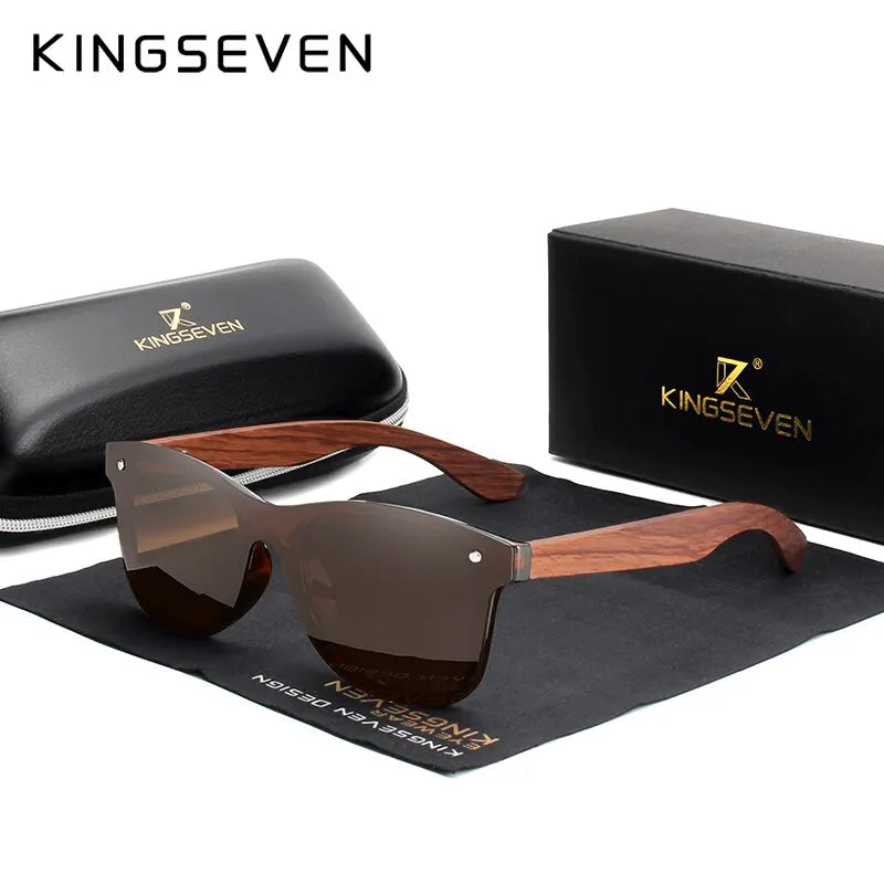 KINGSEVEN Unisex Natural Wooden Sunglasses for Driving.