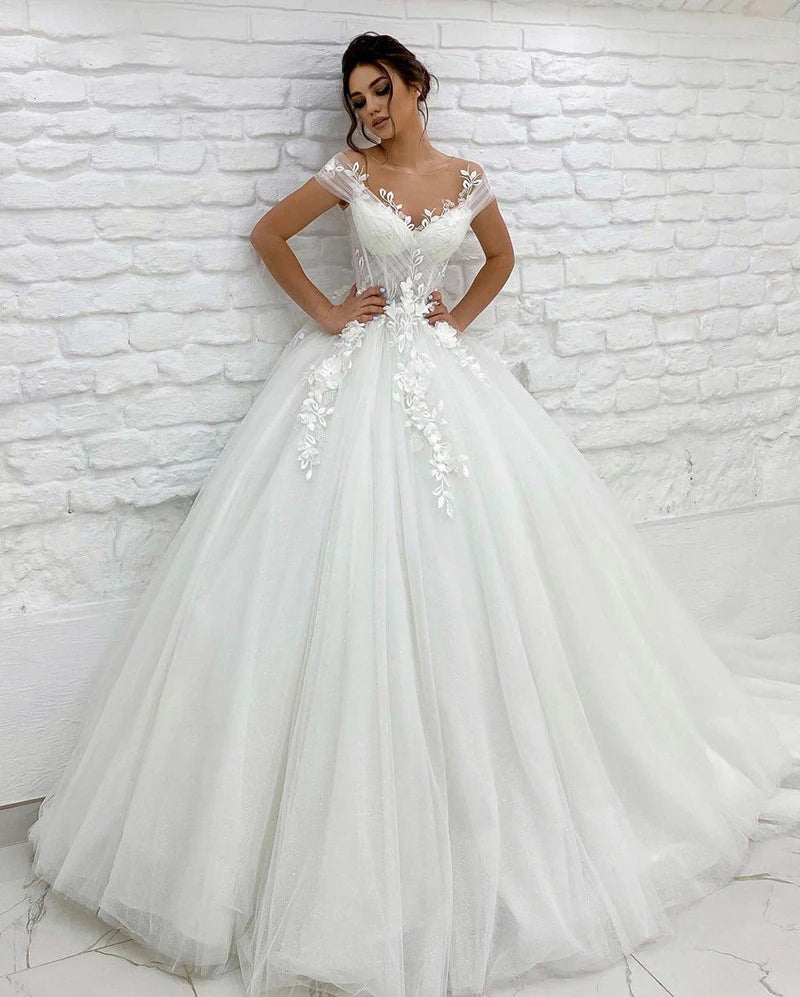 Princess Wedding Dresses Off Shoulder Ladies Sleeveless Boho Bridal Gowns.