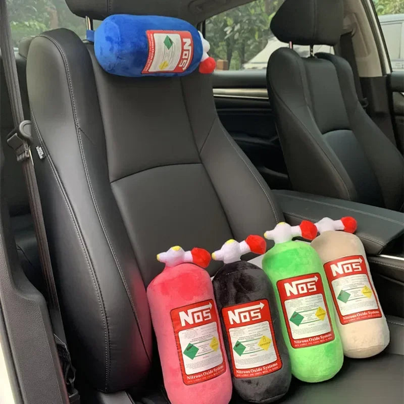 Plush NOS bottle toys on car seats