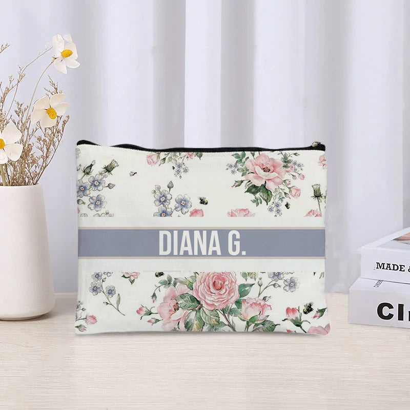 Custom Canvas Makeup Bag – Trendy Travel Cosmetic Organizer for Ladies
