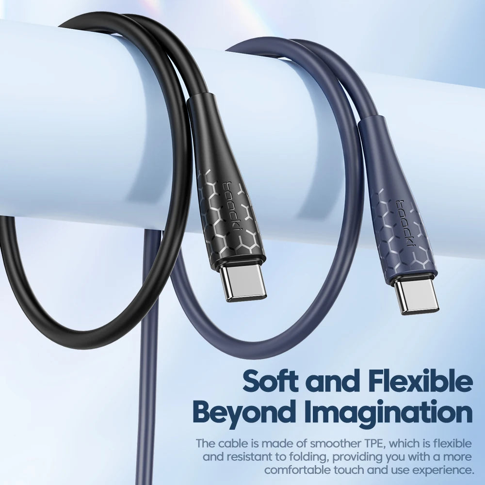Toocki PD 60W USB C to USB C Cable for Xiaomi OPPO Realme 1/3/5 Pack TPE Type C Cable Fast Charging for fan USB 2.0 Data Cord