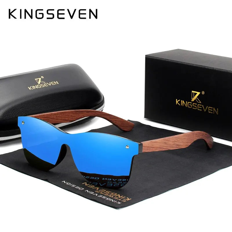 KINGSEVEN Unisex Natural Wooden Sunglasses for Driving.