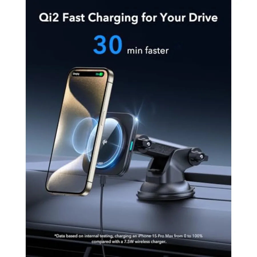 15W MagSafe Car Mount Charger for MagSafe Car Charger Suction Cup Magnetic Wireless Car Charging Dashboard Car Phone Mo