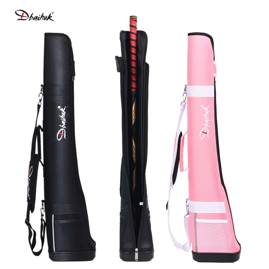 golf gun bag UK - Black and pink pool cue cases with 'Dhauhuk' branding on a white background