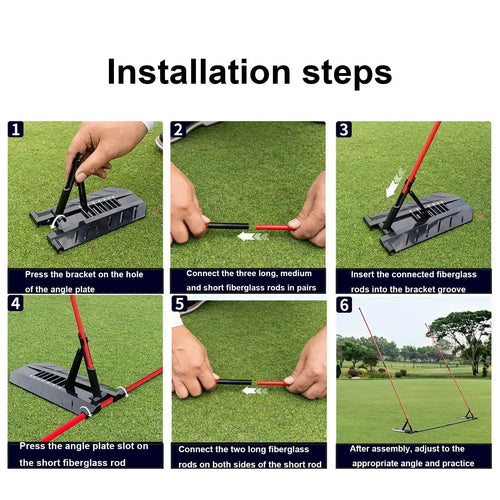 Golf alignment sticks UK - Step-by-step installation guide for a fiberglass rod system on grass
