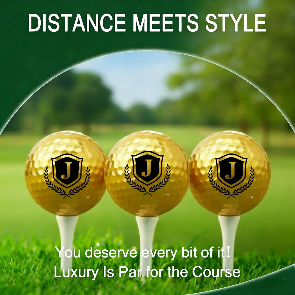 Novelty Golf Gifts for Men | Golden Golf Balls Gift Box Set of 3 | Adistore Golf