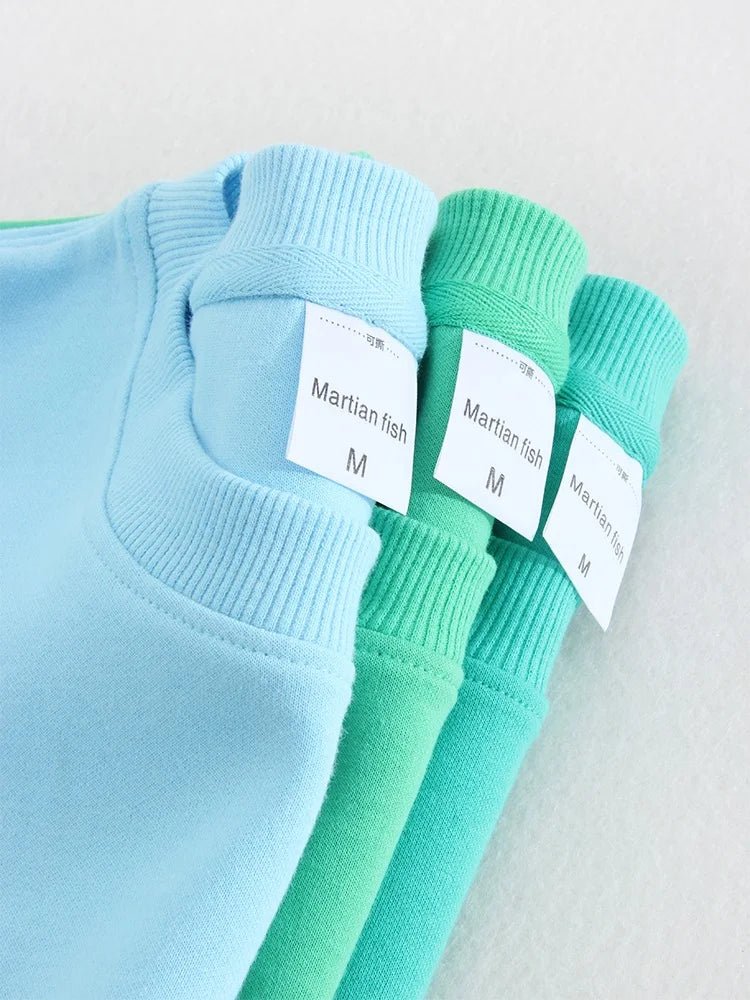 Blue Cotton Sweatshirts Oversize Women O Neck Loose Pullovers Long Sleeve.