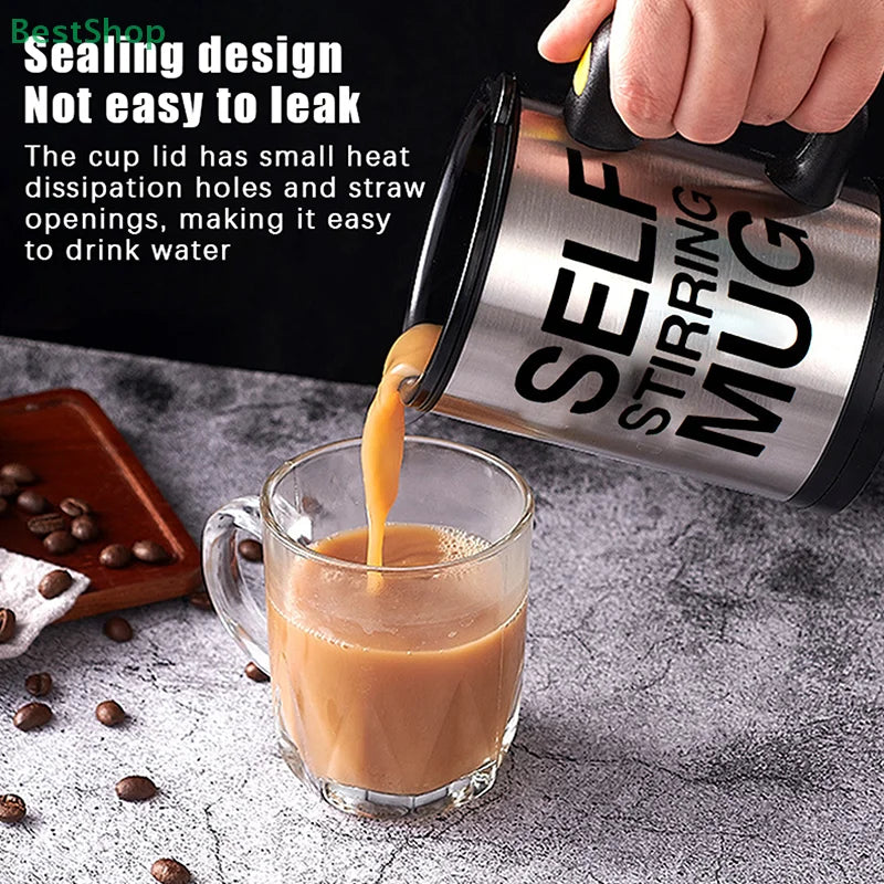 Stainless Steel Electric Self Stirring Mug 400ml Automatic Mixing Cup