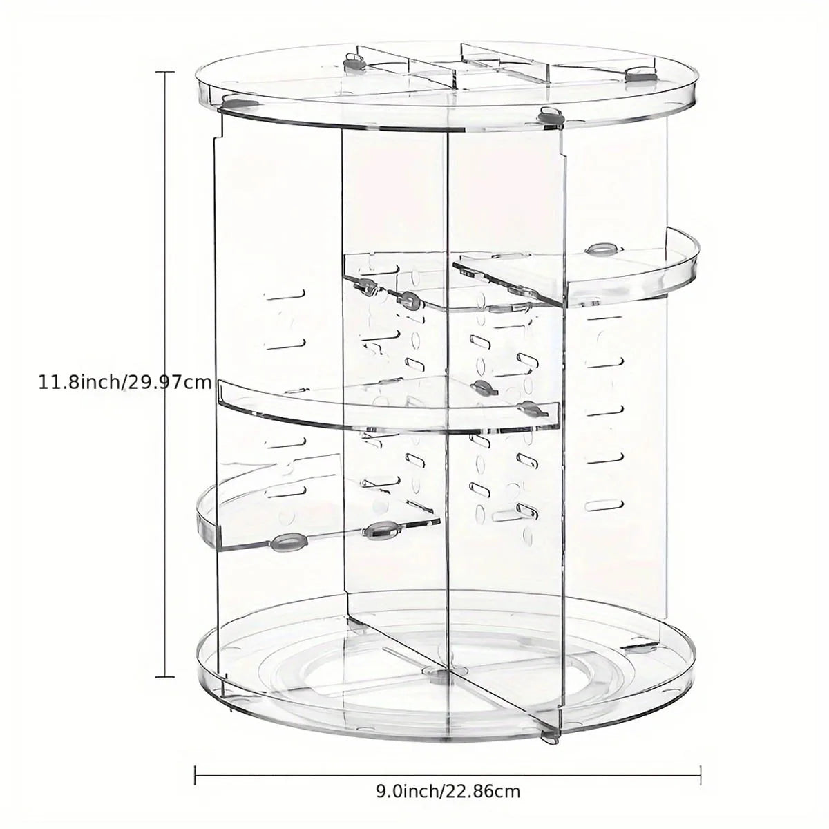 360° Rotating Makeup Organizer Clear Cosmetic Shelf