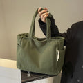 Fashion Striped Velvet Corduroy Shoulder Bag Large Capacity Tote Handbag