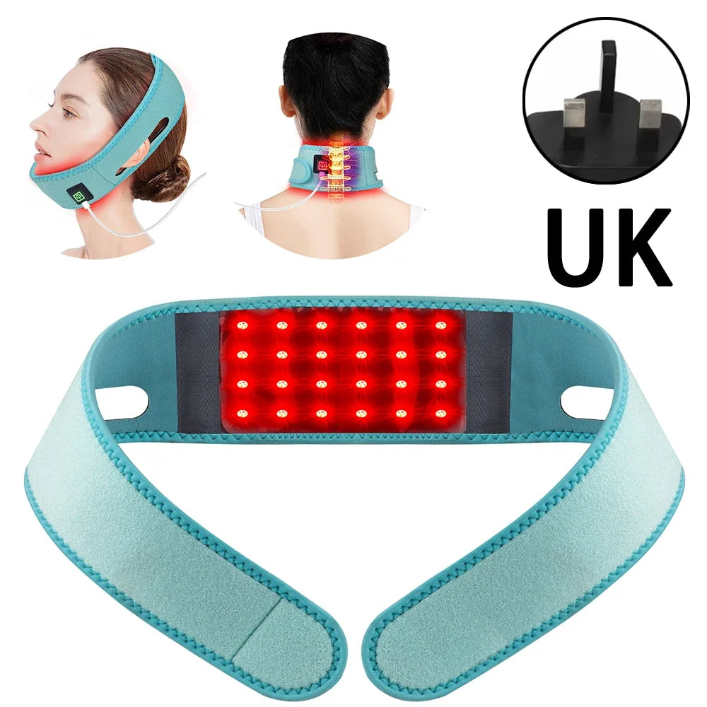 660nm Red Light Infrared 850NM Fabric Chin Neck Home Use Neck Heating Belt Lifting Firming Skin Neck Pain Relief Wrap Skin Care