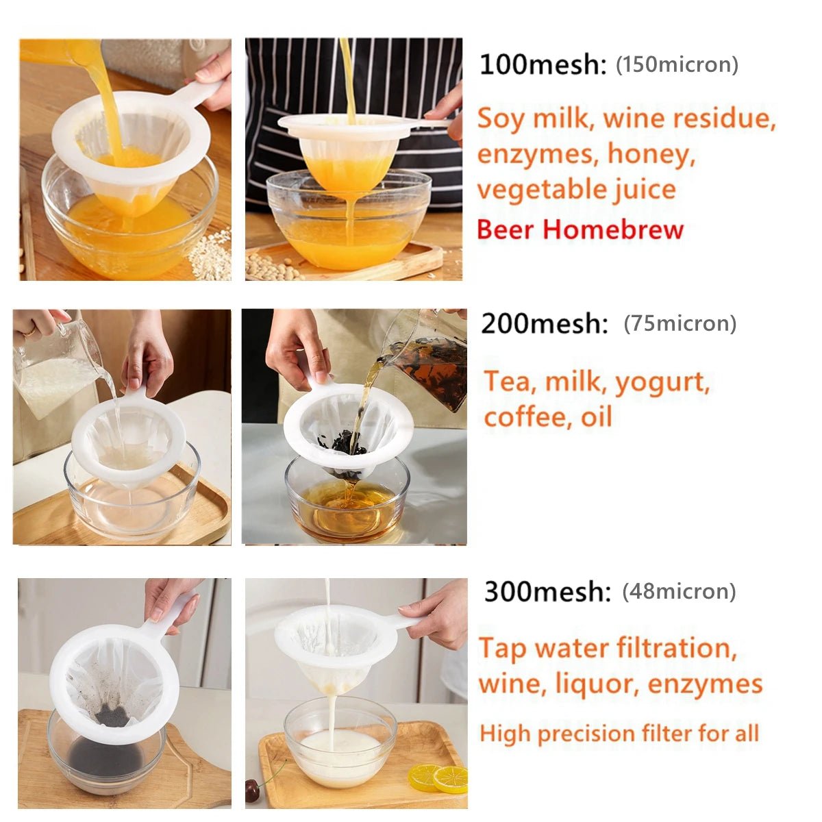 Nut Milk Filter Spoon – 100/200/400 Mesh Nylon Fine Strainer Tool - Adistore