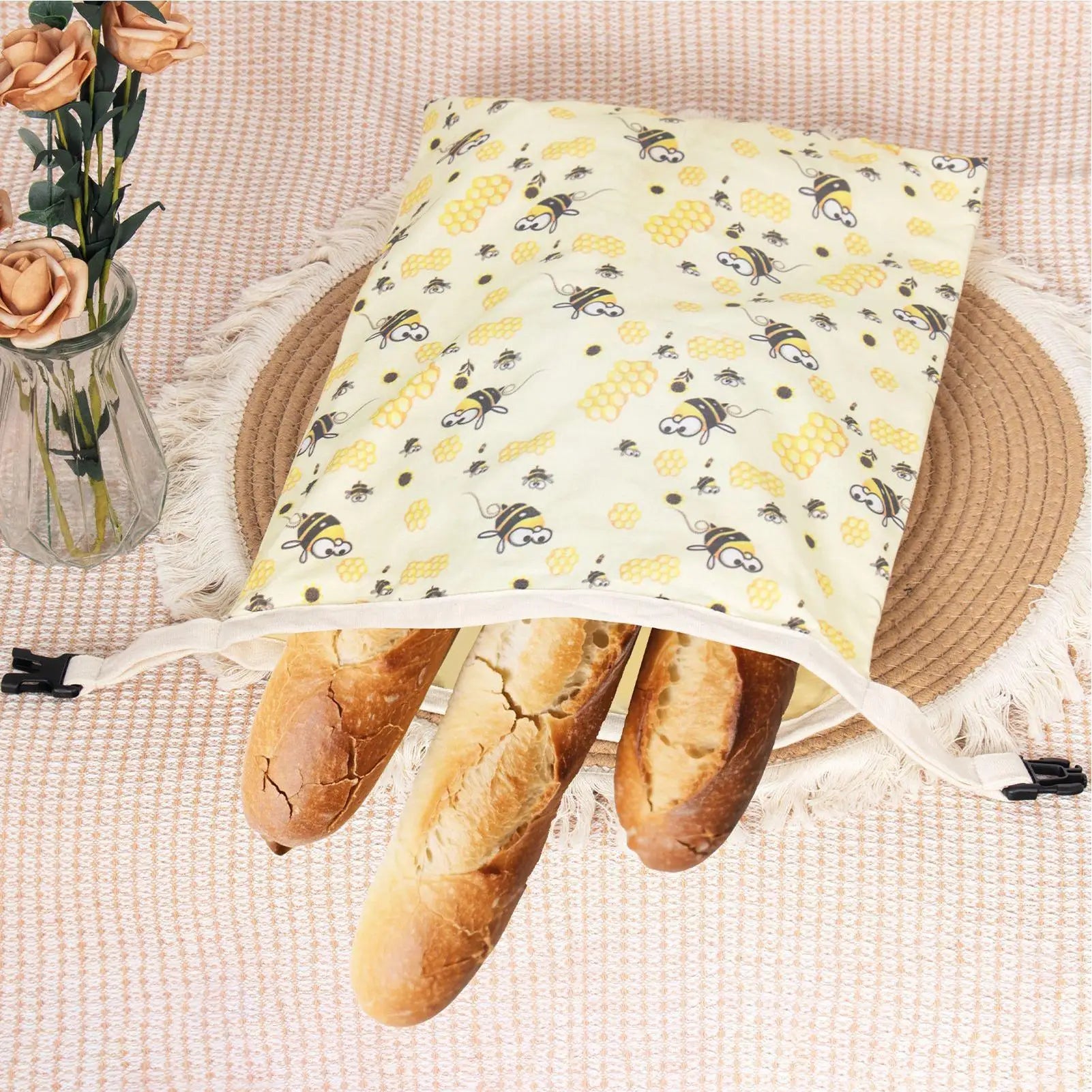Beeswax Bags For Food Bread Reusable Food Keeper Pouch With Zipper.