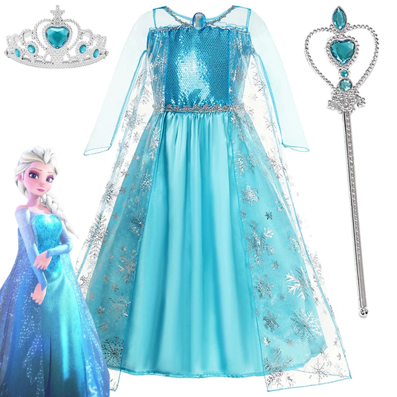 Disney Frozen Elsa Dress for Baby Girls 2-8 Years Christmas Birthday Gift