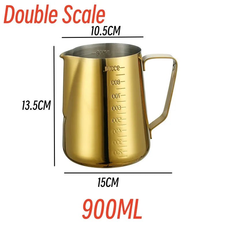 Stainless Steel Pitcher Coffee Frothing Jugs - 900ML.