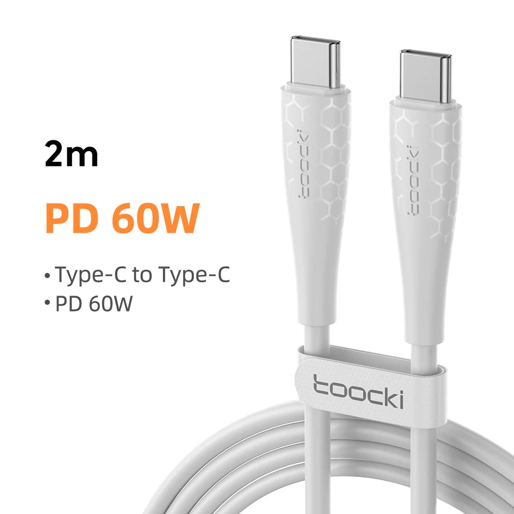 Toocki PD 60W USB C to USB C Cable for Xiaomi OPPO Realme 1/3/5 Pack TPE Type C Cable Fast Charging for fan USB 2.0 Data Cord