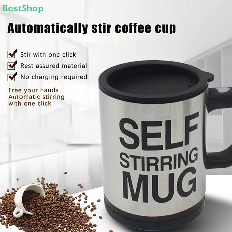 Stainless Steel Electric Self Stirring Mug 400ml Automatic Mixing Cup
