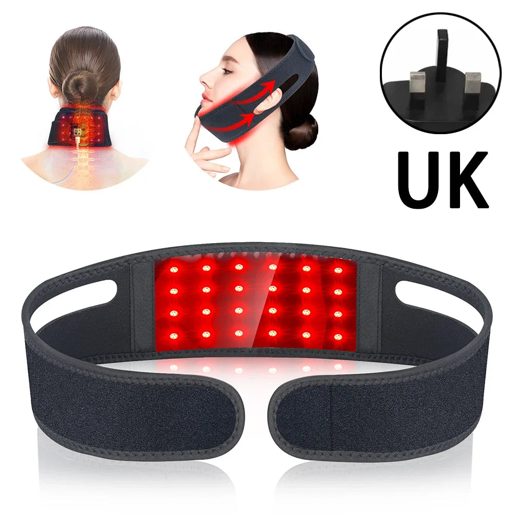 660nm Red Light Infrared 850NM Fabric Chin Neck Home Use Neck Heating Belt Lifting Firming Skin Neck Pain Relief Wrap Skin Care