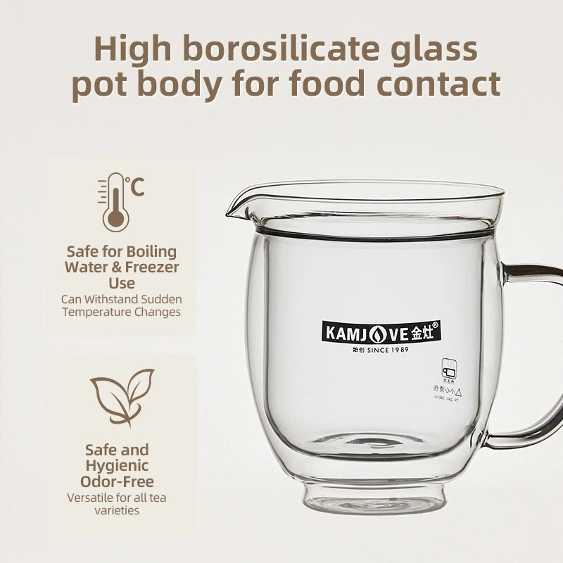 240/480ML Double-walled Glass Teapot with Built-in Infuser,Filtering Tea Water Separation Pot,Heat-resistant Glass Tea Pot Maker
