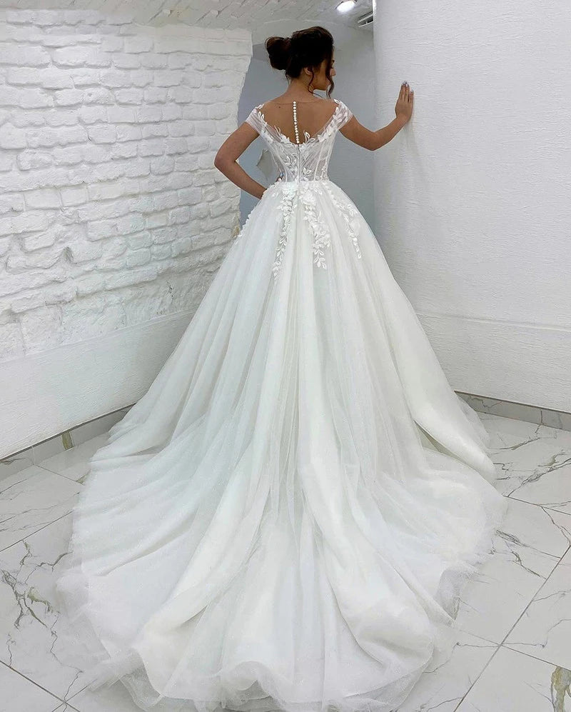 Princess Wedding Dresses Off Shoulder Ladies Sleeveless Boho Bridal Gowns.