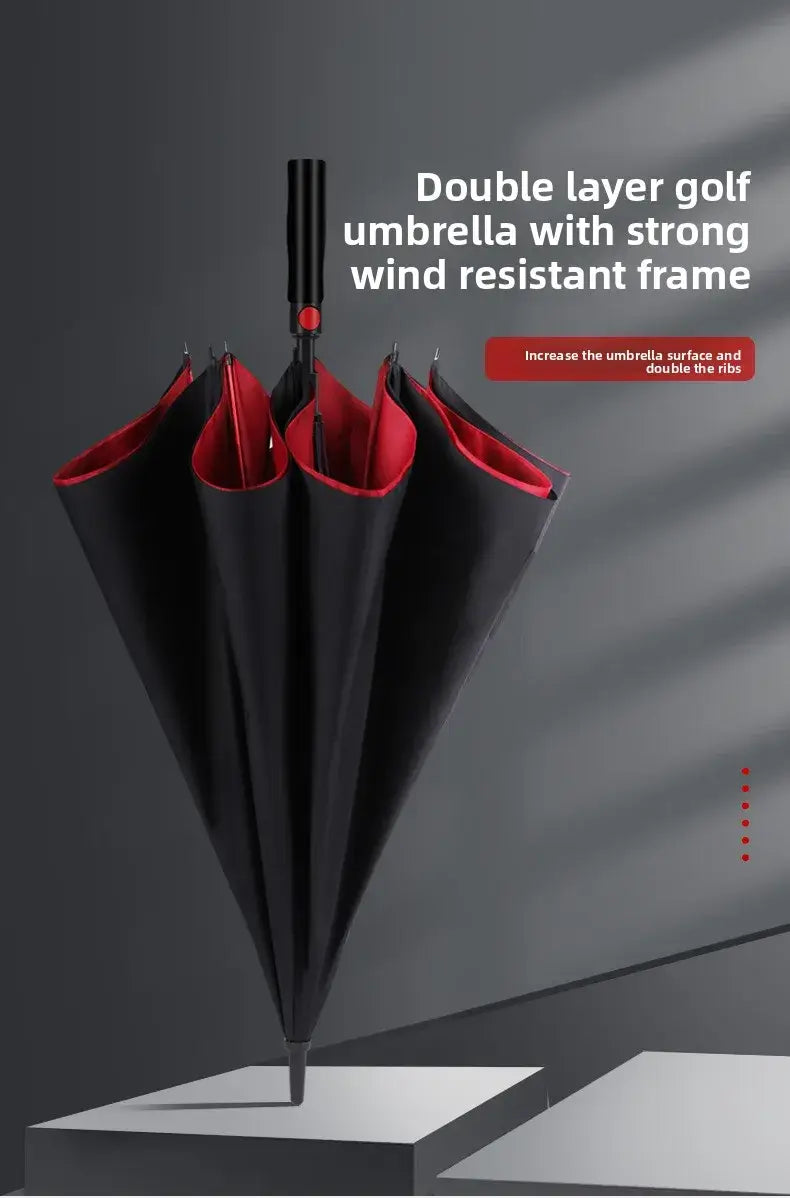 large golf umbrella closed compact view dark background